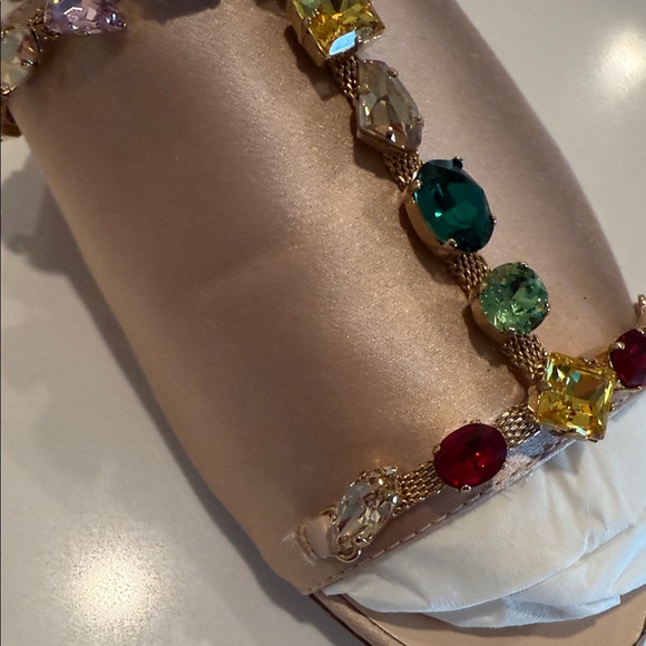 Oscar de la Renta Satin Mules with Jewel Accents - Picture 7 of 16